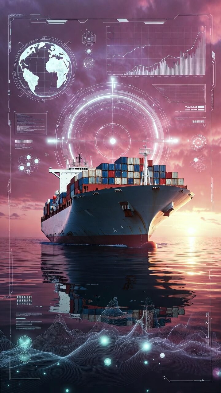 Container vessel at sea